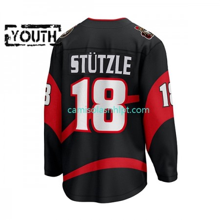 Camiseta Ottawa Senators Stutzle 18 Adidas 2022-2023 Reverse Retro Preto Authentic - Criança